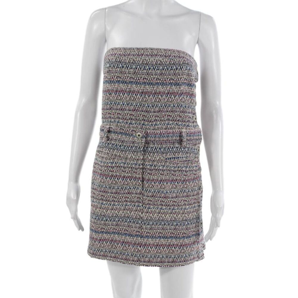 Thakoon Womens Shift Dress Multicolor Chevron Strapless Zip Poly Blend Size 6